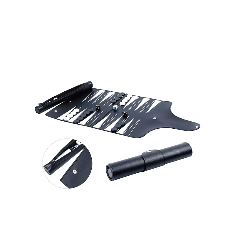 Kožni sklopivi backgammon set - prijenosna elegancija za igranje u pokretu