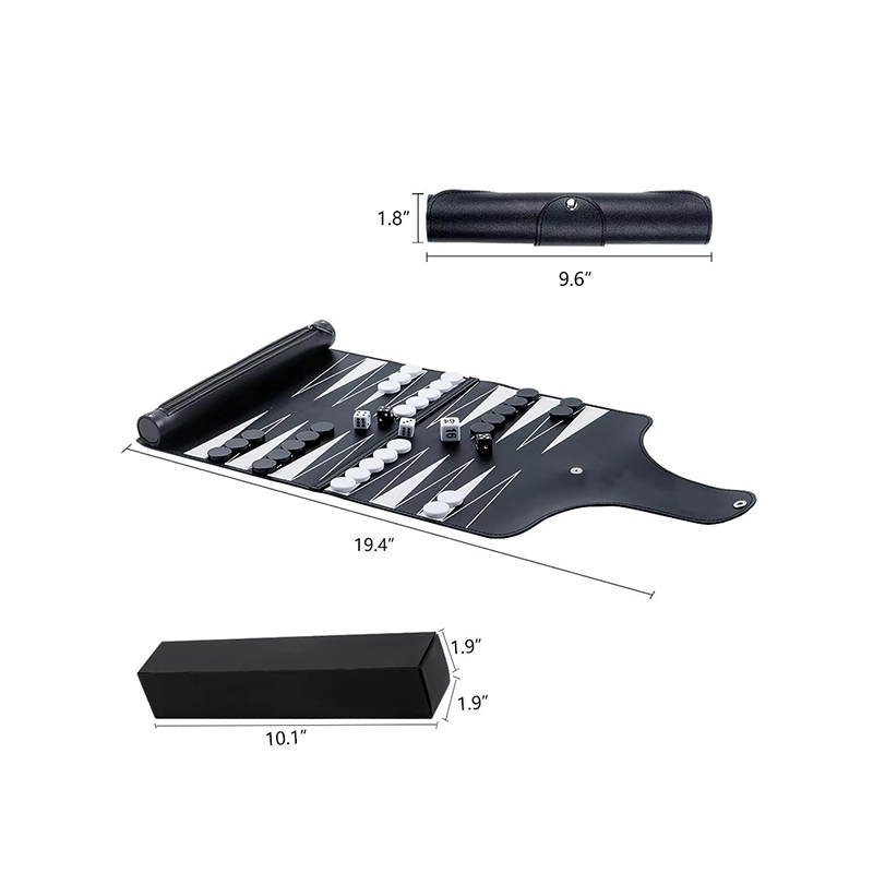 Kožni sklopivi backgammon set - prijenosna elegancija za igranje u pokretu