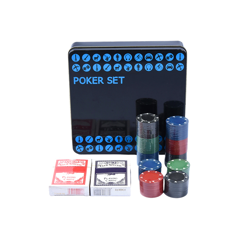 Crni poker set u metalnoj limenci – kompletan sa žetonima, kartama i dodacima