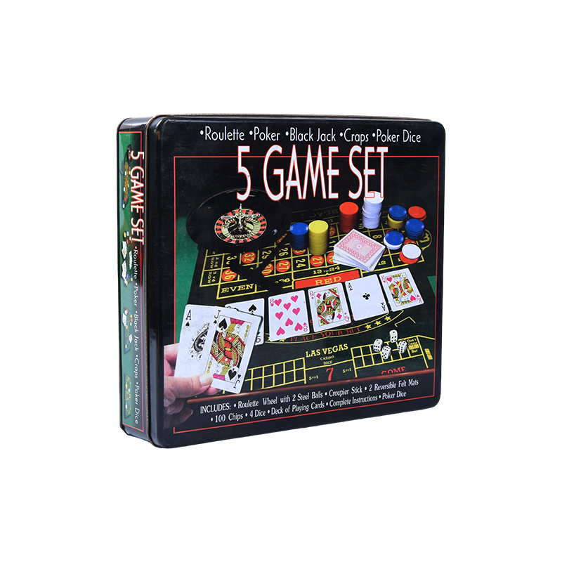Metalni limeni 5-u-1 set za kasino igre