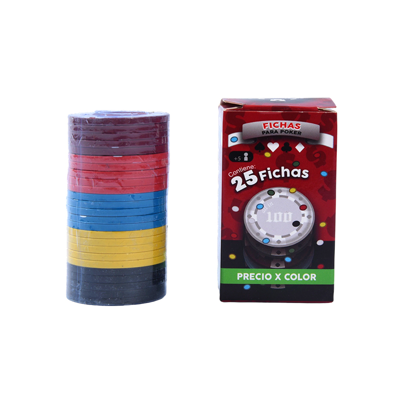 Set žetona za poker u boji – 25 žetona u različitim bojama u kutiji za pakiranje