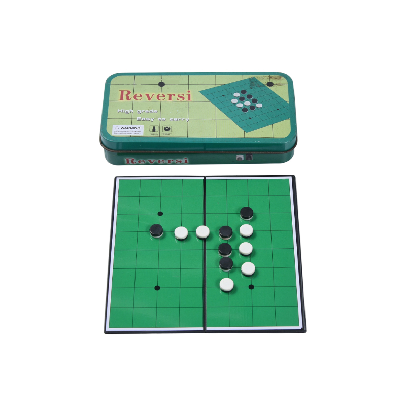 Zelena metalna limena kutija Prijenosna igra Reversi (Othello).
