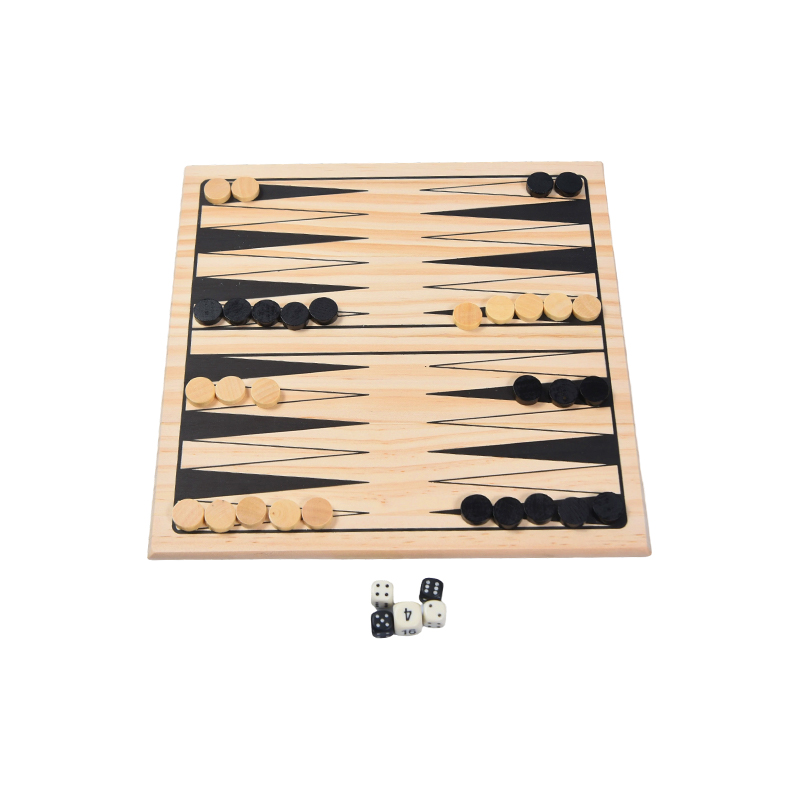 Drveni set za igru ​​sa starinskim i šarenim pakiranjem Klasična društvena igra Backgammon