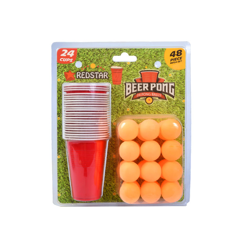 Redstar Beer Pong set - 24 šalice i 24 pong loptice (48-dijelni mega set)
