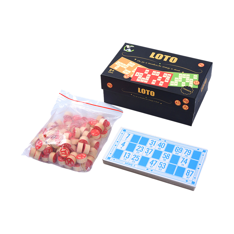 LOTO (Bingo-Style) Set za igre – zajedno sa žetonima, karticama i kutijom za pohranu
