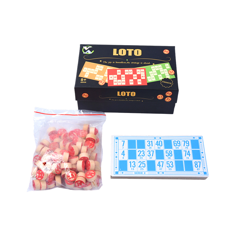 LOTO (Bingo-Style) Set za igre – zajedno sa žetonima, karticama i kutijom za pohranu